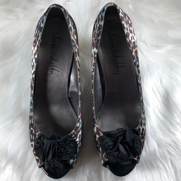 Sam & Libby Blue Brown Leopard Print High Heels - Picture 7 of 8